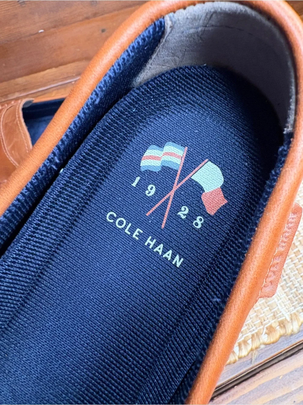 Cole Haan Men's Size 13M Cognac Brown Leather Loafers Rubber Sole Boat Shoes